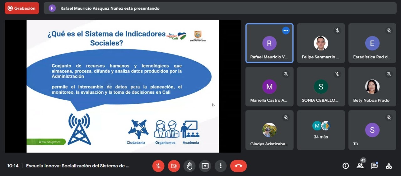 El Departamento Administrativo de Planeación presenta el Sistema de Indicadores Sociales (SIS) al Grupo de Gestión del Conocimiento del DADII